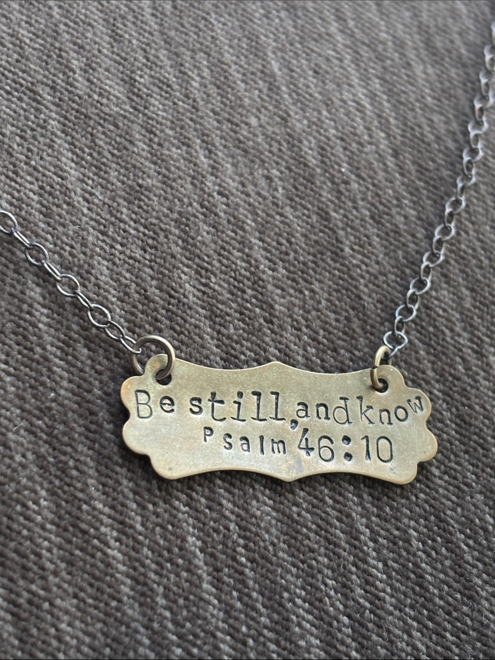 .925 Sterling Silver and Brass Psalm 46:10 'Be Still and Know' Pendant Necklace